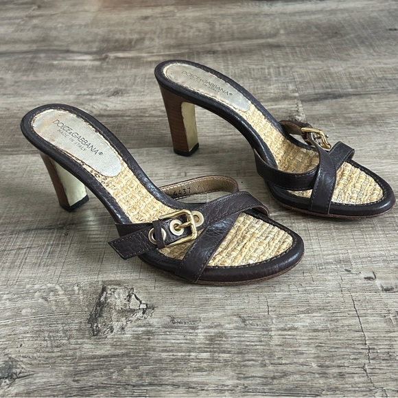 Dolce & Gabbana Leather Strappy Heels Sandals 37 - Picture 1 of 9